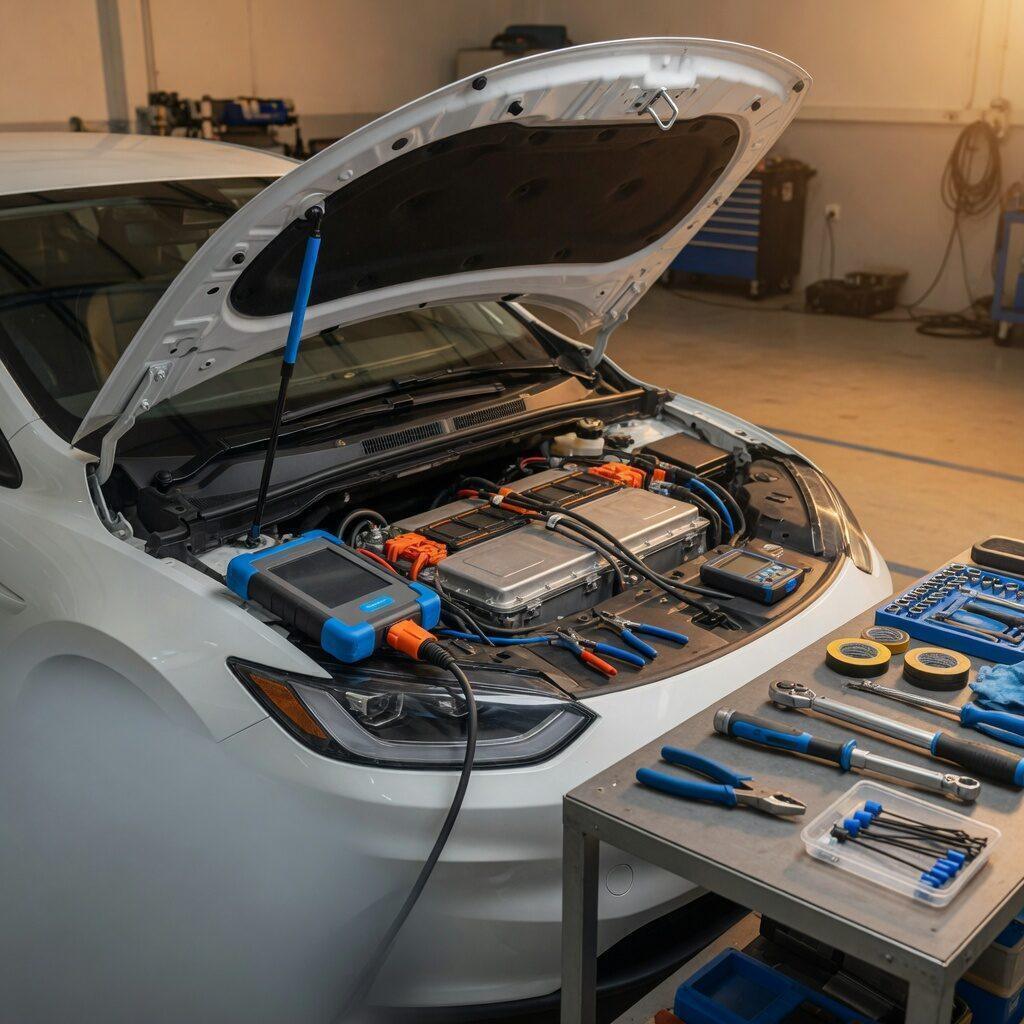 Qualität und Präzisionsarbeit in der Kfz-Werkstatt – vom Batteriecheck bis zur Reparatur – E-Auto Klinik