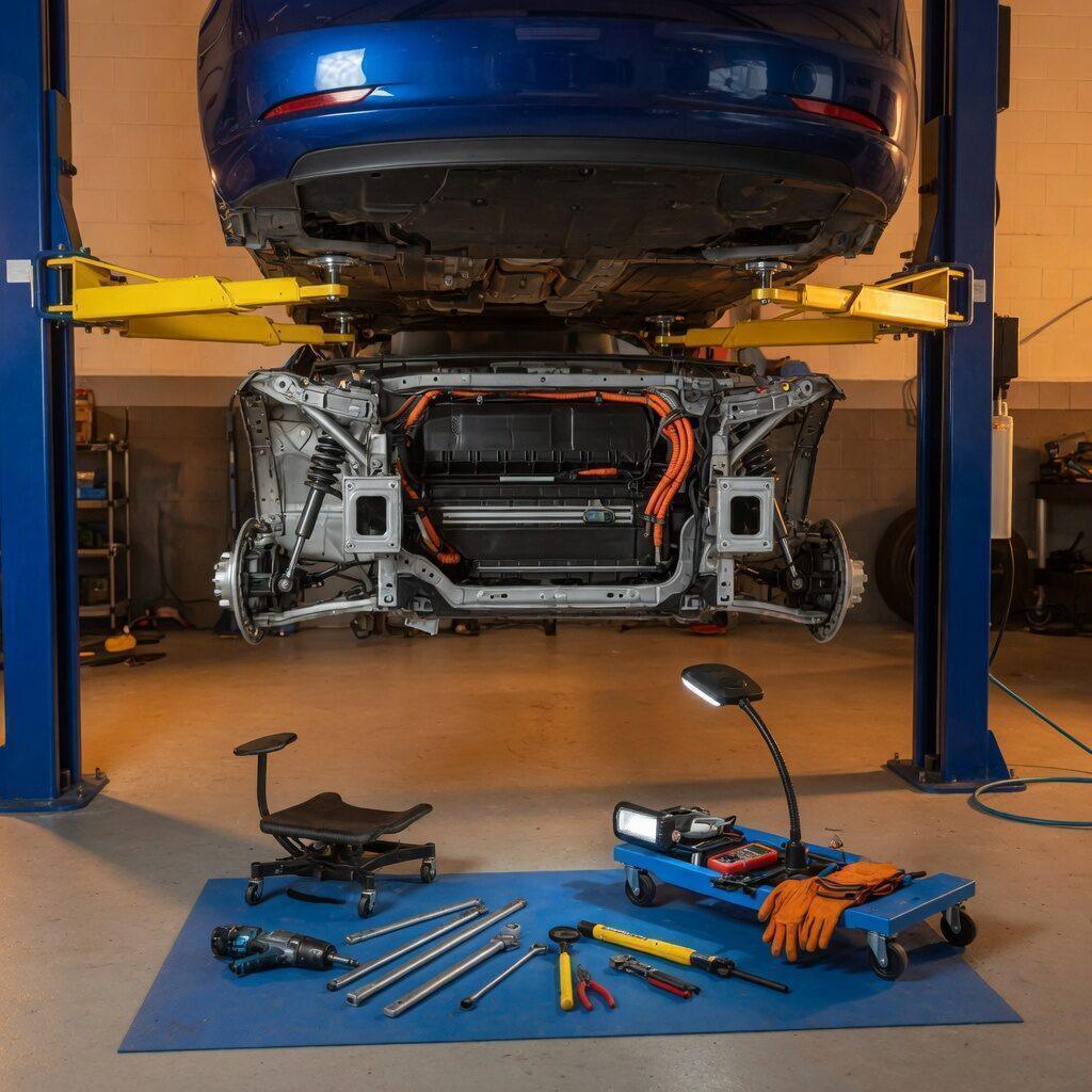Unfallreparatur und Fahrwerkscheck in unserer Werkstatt – E-Auto Klinik